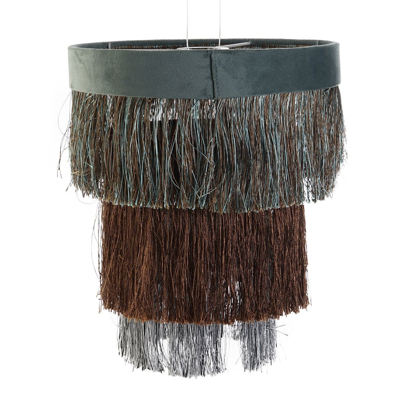 Pantalla Flecos Terciopelo Gris  