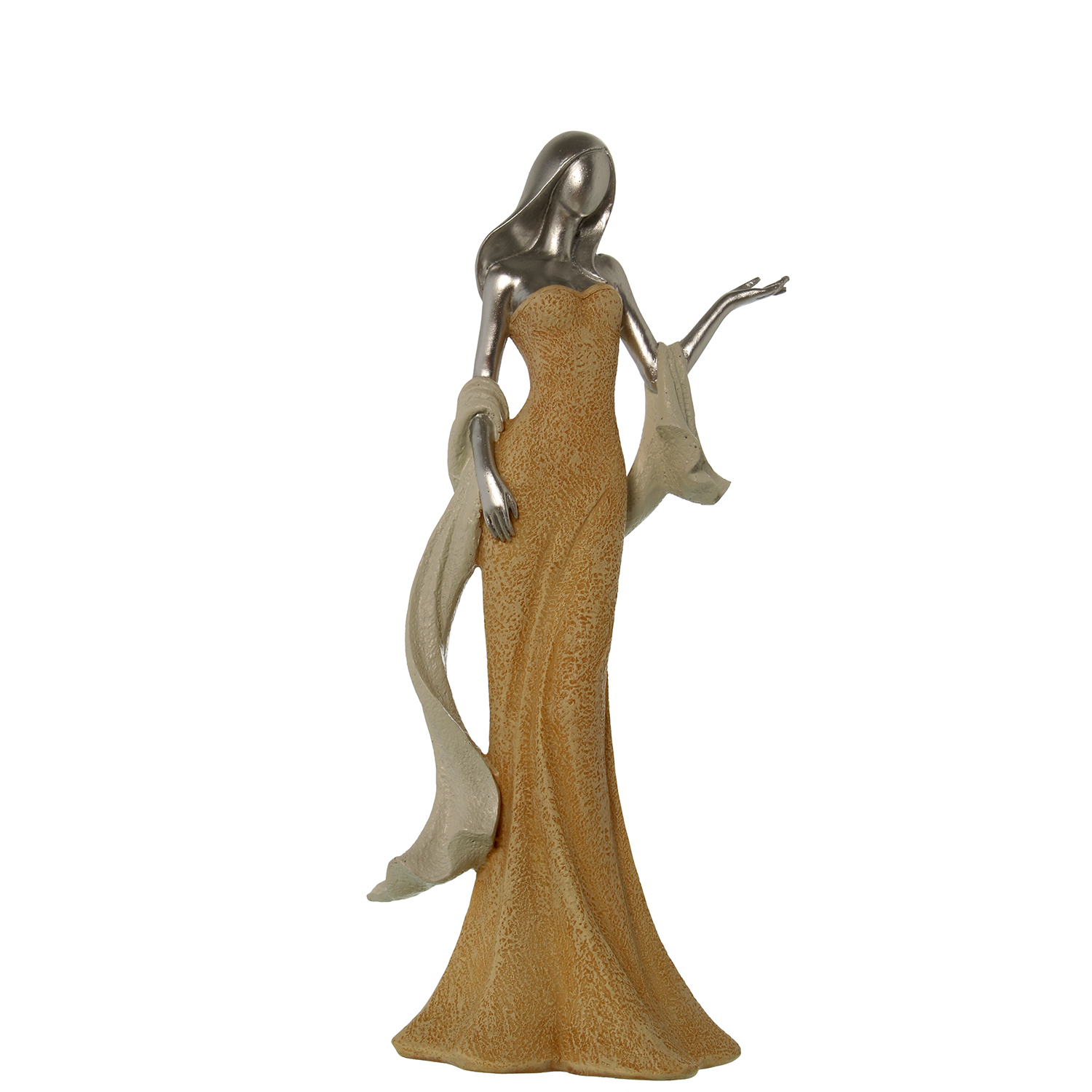 Mujer Vestilo Beige y Chal